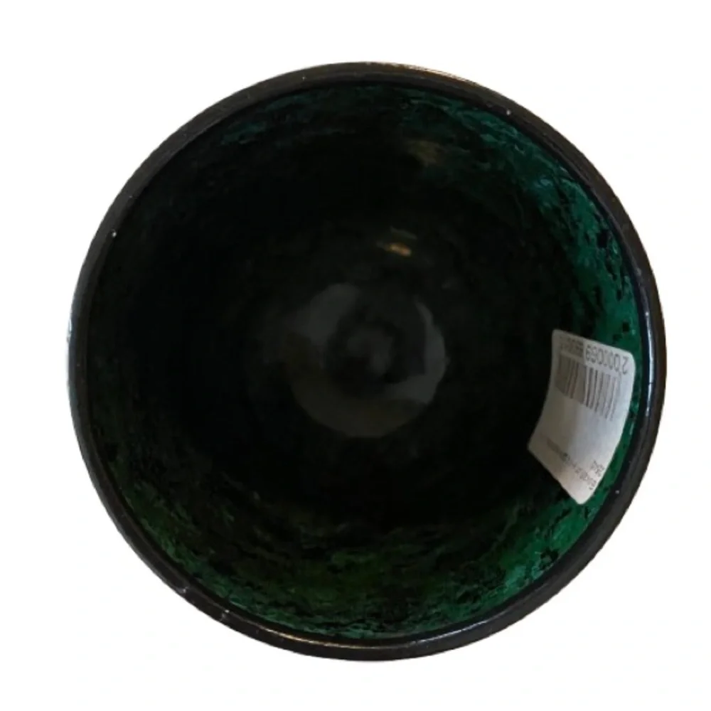 Vintage Russian Lacquerware Tea Cup w/ Faux Malachite Finish Gold Trim 3”